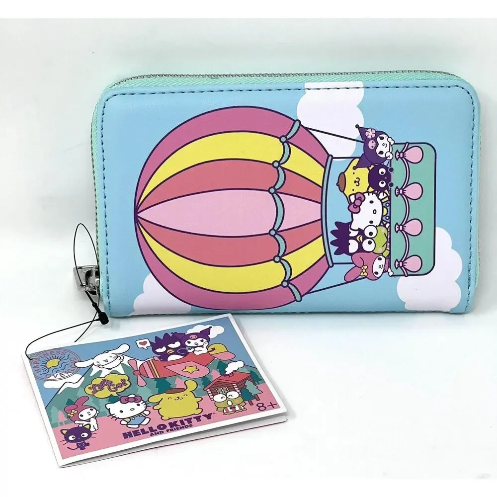 Loungefly Hello Kitty Friends Hot Air Balloon Zip Around Wallet Badtz Maru NWT